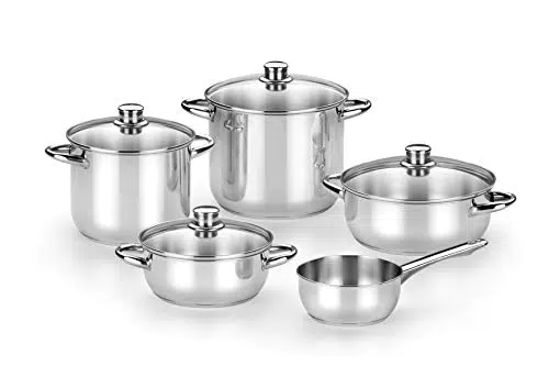 MONIX Optima Batería de Acero Inoxidable Apta para Cocina e Inducción