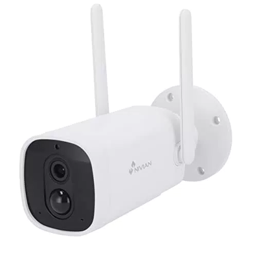NIVIAN Cámara de vigilancia WiFi Full HD con batería 10400mAh, visión nocturna y audio bidireccional