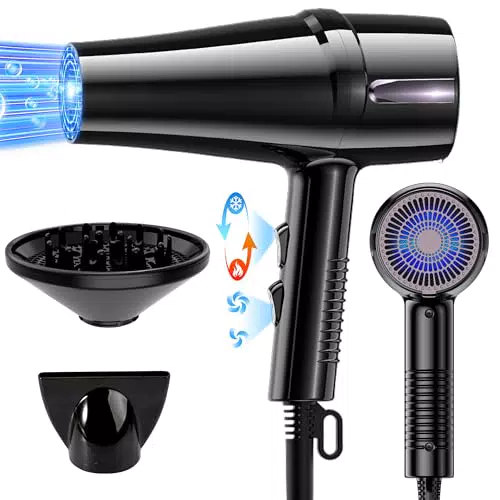 OYLCDI Secador de Pelo Iónico Profesional 2400W con Difusor y Concentrador