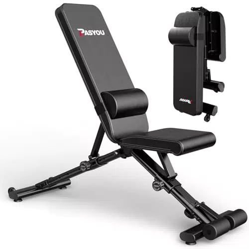 PASYOU Banco de Pesas Ajustable Plegable para Entrenamiento Abdominales