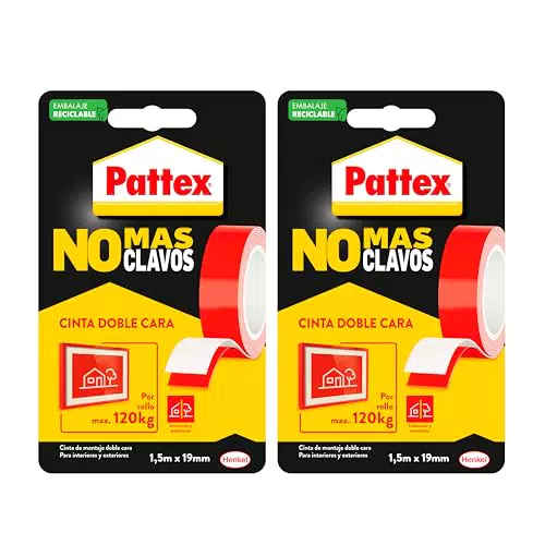 Pattex No Más Clavos Cinta, cinta adhesiva para aplicaciones permanentes
