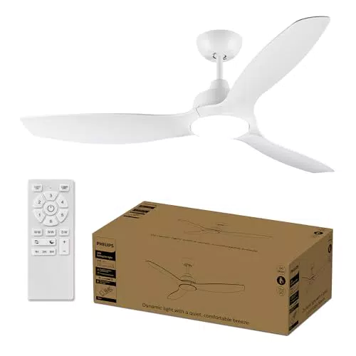 Philips Ventilador de techo 52" con LED, motor DC silencioso y mando a distancia