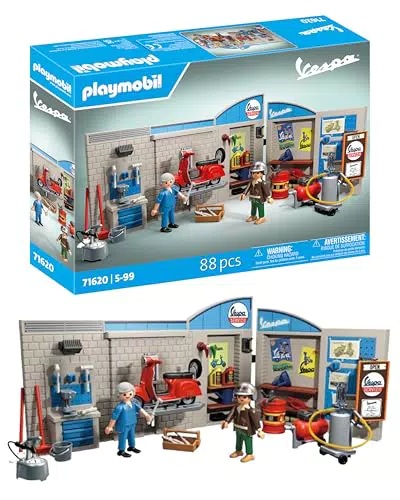 PLAYMOBIL Taller Vespa años 60 con plataforma elevadora y accesorios versátiles