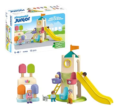 PLAYMOBIL Junior Torre Aventura con Heladería, Tobogán y Noria para niños