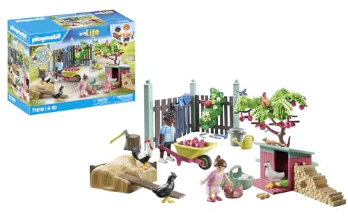 PLAYMOBIL myLife Corral de Pollos con Animales y Accesorios para Niños de 4 Años