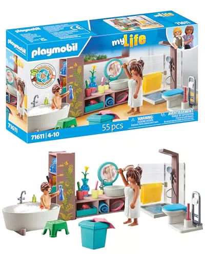 PLAYMOBIL myLife Baño con Figuras y Accesorios, Juguetes Ecológicos para Niños