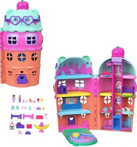 Polly Pocket Casa de Helado Grande con Accesorios y Temática de Oso