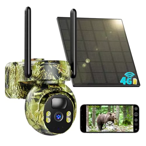 SEHMUA Cámara de Vigilancia 4G LTE Exterior con Panel Solar y Detección de Movimiento