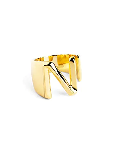 Singularu Anillo Personalizado Letra P - Joyas para Mujer en Baño de Oro 18 Kt