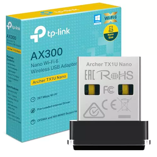 TP-Link Archer TX1U - Adaptador USB WiFi 6 AX300 para PC, compatible con Windows y Linux