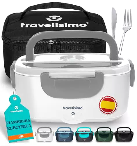 Travelisimo Fiambrera Eléctrica 80W 1,5L 3 en 1 para Coche y Camión
