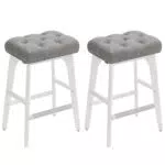 VASAGLE Taburetes de Bar con Superficie de PU y Patas de Madera, LBC085G01