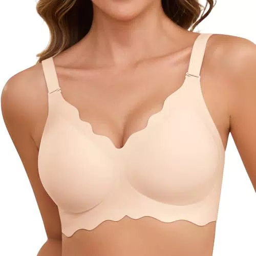 Xnova Sujetadores sin Aros Mujer Bralette Cuello V Sin Costuras Push Up