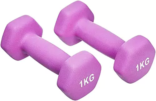 Amazon Basics - Mancuernas de neopreno con soporte para entrenamiento