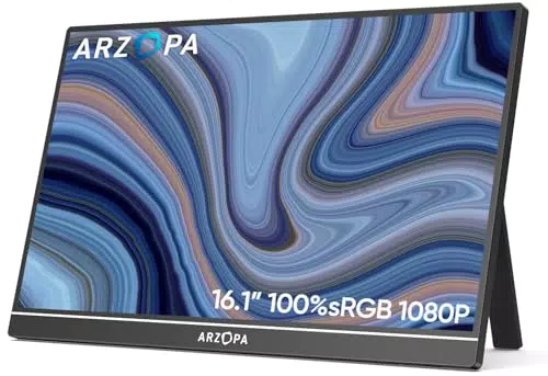 ARZOPA Monitor Portátil de 16.1" FHD 1920×1080 con Protección Ocular