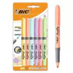 BIC Highlighter Grip Subrayadores Color Pastel, Óptimo para material escolar