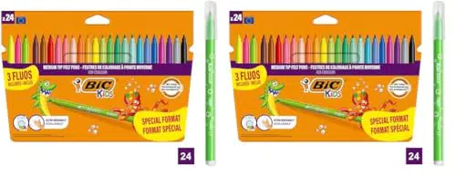 BIC Kids - Rotuladores de Punta Media, Pack Especial de Colores Surtidos
