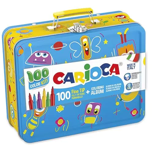 CARIoca Caja Metálica con Rotuladores Super Lavables y Álbum para Colorear
