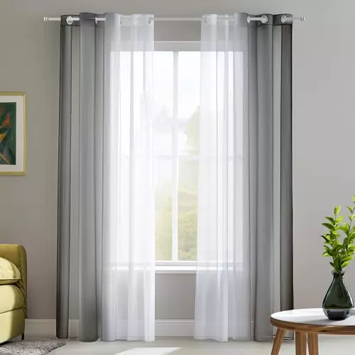 Deconovo Cortinas Translúcidas para Salón y Dormitorio, Modernas y Elegantes
