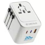 Decqle Adaptador Enchufe Universal con USB-C y USB-A para Viajes Internacionales
