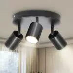 Dehobo Lámpara de Techo 3 Focos Giratorios GU10 para Iluminación Interior