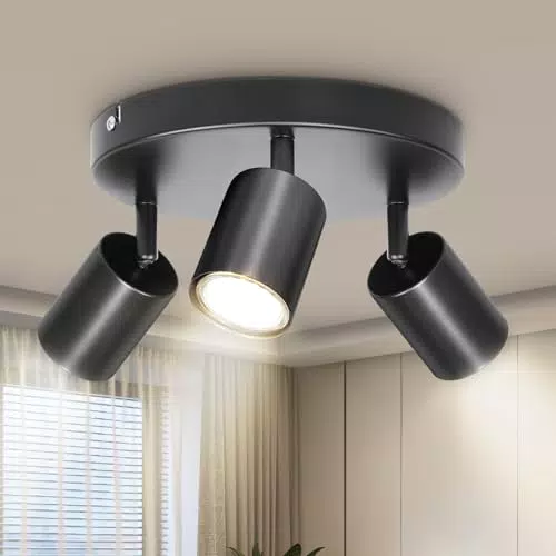 Dehobo Lámpara de Techo 3 Focos Giratorios GU10 para Iluminación Interior