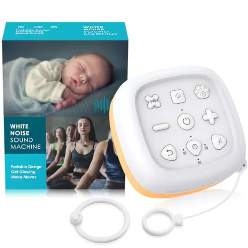 eSynic Máquina de Ruido Blanco Portátil para Bebés con Luz Nocturna y 24 Sonidos Relajantes