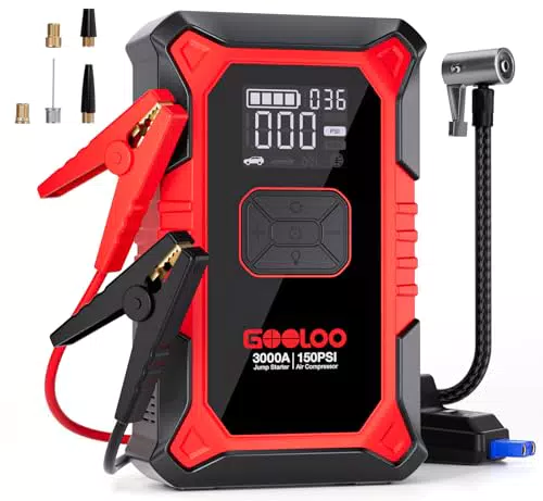 GOOLOO Arrancador de Coches GE3000 3000A Arrancador para Motores de hasta 8.5L de Gasolina o 6L Diesel
