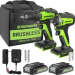 Greenworks GD24DD35K2 Taladro Atornillador y GD24ID200 Taladro de Impacto 24V