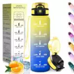 HoneyHolly Botella de Agua 1L Portátil a Prueba de Fugas para Gimnasio y Exterior