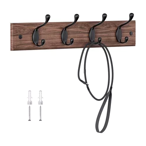 LaFleurs Perchero de Pared de Madera - Ganchos Dobles para Abrigos y Bolsos