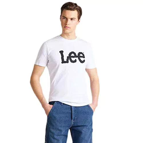 Lee Wobbly Logo tee Camiseta, Negro, XL para Hombre