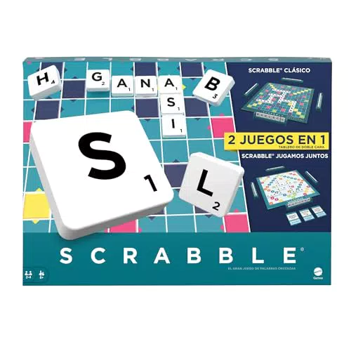 Mattel Games Scrabble 2 en 1 - Juego de mesa familiar de palabras cruzadas