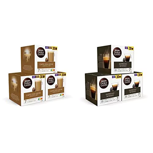 Nescafé Dolce Gusto Cápsulas de Café con Leche, 3 x 30 Cápsulas & Nescafé Magnum Café Espresso Intenso - Cápsulas de Café 3 x 30 - 90 Cápsulas