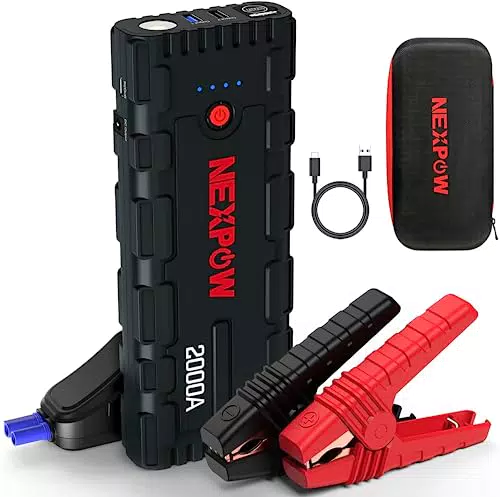 NEXPOW Arrancador de Coche 2000A 12V con LED de Emergencia y Carga Rápida