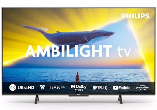 Philips 4K LED Smart Ambilight TV|PUS8118|65 Pulgadas|UHD 4K TV|60 Hz|P5 Picture Engine|HDR10+|Smart TV|Dolby Atmos|Altavoces de 20 W|Soporte|Prime|Netflix|Youtube|Google Assistant|Alexa
