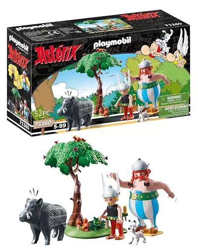 Playmobil Astérix - Caza del Jabalí con Árbol Giratorio, Juguete Infantil 5+ Años