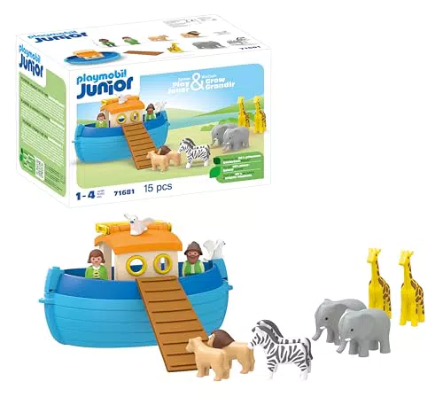 PLAYMOBIL Arca de Noé Maletín con rampas y animales, juguete sostenible para niños
