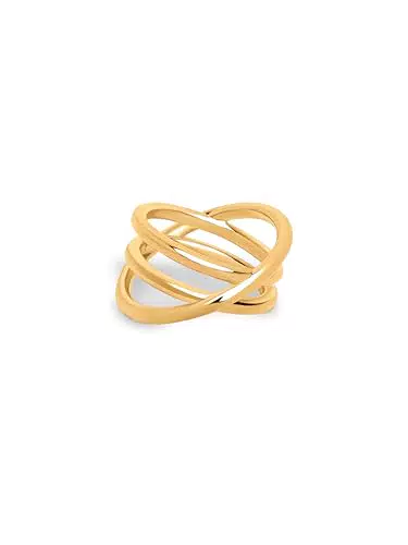 Singularu Anillo Trinity de Latón Macizo con Baño en Oro de 18 Kt para Mujer