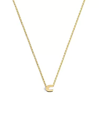 SINGULARU - Collar Personalizado Single Letter. Colgante en Plata de Ley 925 con Acabado Baño de Oro de 18 Kt. Cadena de Talla Unica. Joyas para Mujer. Letra E
