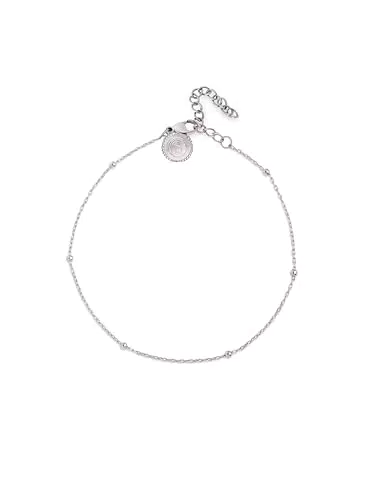 Singularu Tobillera Dots de Acero para Mujer - Pulsera Elegante y Moderna