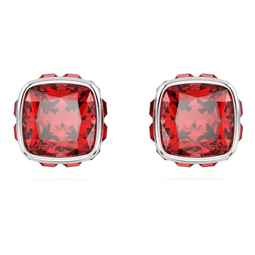 Swarovski Pendientes de botón Birthstone Julio con baño de rodio