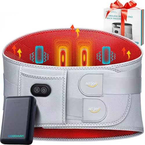 ALLJOY Almohadilla Eléctrica Lumbar con Masaje y 3 Niveles de Temperatura