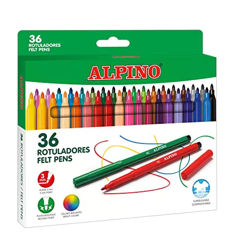 Rotuladores Alpino Punta 3mm Lavables para Niños - Material Escolar y de Oficina
