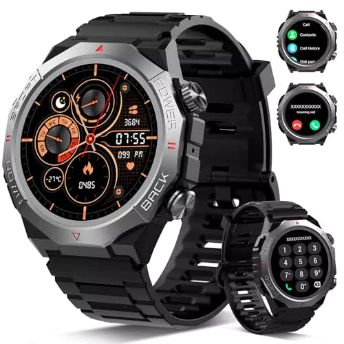 Atheewon Reloj Inteligente con Llamadas, Monitor de Ritmo Cardíaco y Sueño, IP68