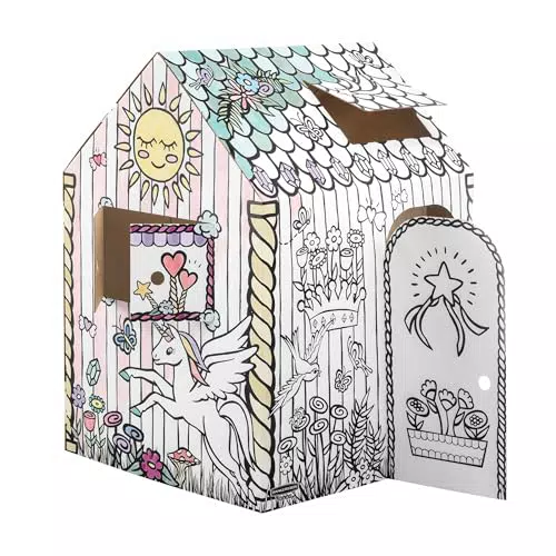 Bankers Box Casa de Juegos de Cartón XXL Modelo Unicornios para Niños
