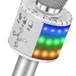 BONAOK Micrófono Karaoke Portátil Bluetooth 3 en 1 para Niños y Fiestas