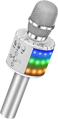 BONAOK Micrófono Karaoke Portátil Bluetooth 3 en 1 para Niños y Fiestas