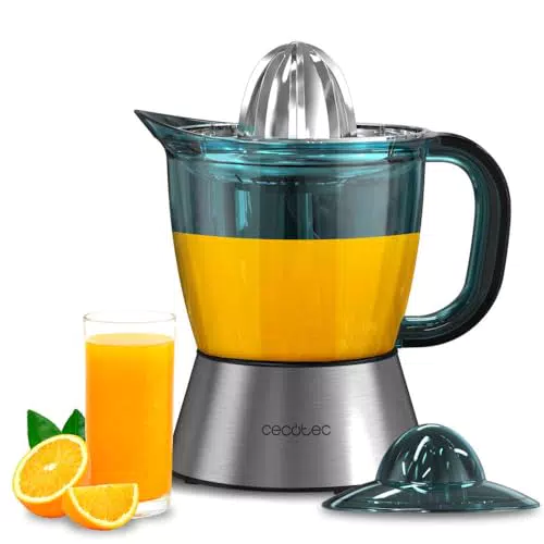 Cecotec Exprimidor Zitra Full Steel 60W con Filtro de Acero Inoxidable y Doble Giro