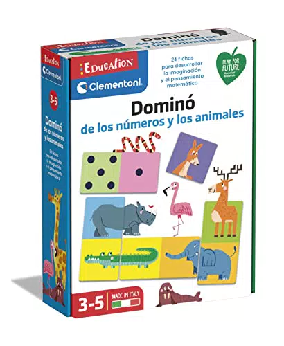 Clementoni Dominó Números y Animales - Juego Educativo para Niños a Partir de 4 Años